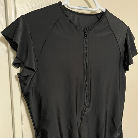 New Amazon Flutter Sleeve Rashgaurd Swimsuit Size XL Black - Picture 11 of 11